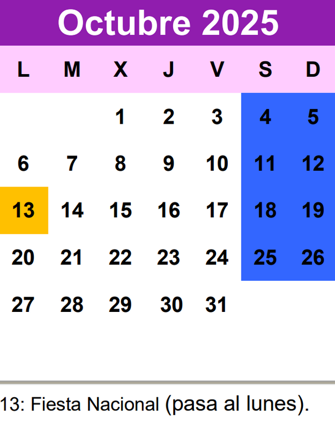Calendario 102025